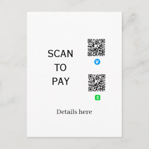 scan to pay venmo cashapp QR code details here nam Postcard