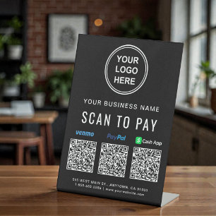 Scan to Pay Venmo Paypal CashApp QR Codes Logo Pedestal Sign