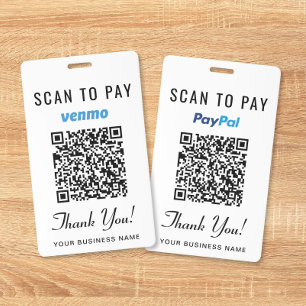 Scan to Pay Venmo PayPal QR Code Business Payment Badge
