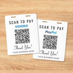 Scan to Pay Venmo PayPal QR Code Business Payment Badge