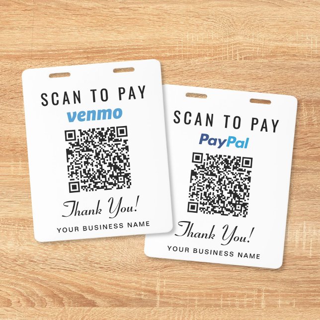 Scan to Pay Venmo PayPal QR Code Business Payment  Badge (Scan to Pay Venmo PayPal QR Code Business Payment Badge)