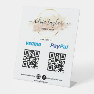 Scan to Pay Venmo PayPal QR code Cashapp Blush Pedestal Sign