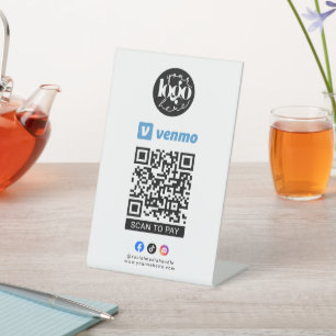 Scan to Pay Venmo QR Code Business Logo Pedestal Sign