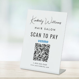 Scan To Pay Venmo QR Code Business Pedestal Sign