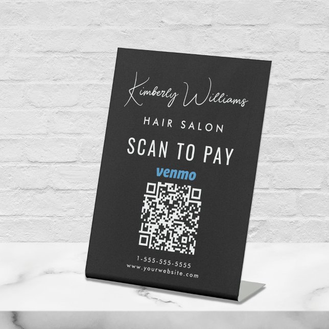 Scan To Pay Venmo QR Code Business Pedestal Sign (A QR code sign to effortlessly connect your customers to your payment platforms)