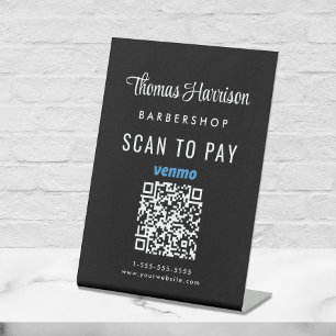 Scan To Pay Venmo QR Code Business Tabletop Pedestal Sign
