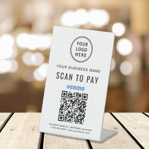 Scan to Pay Venmo QR Code Logo Pedestal Sign
