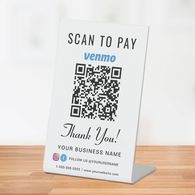 Scan to Pay Venmo QR Code Pedestal Sign (A QR code sign to effortlessly connect your customers to your payment platform)