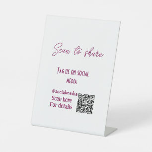 Scan to share tag us on social media QR code simpl Pedestal Sign