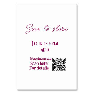 Scan to share tag us on social media QR code simpl Table Number