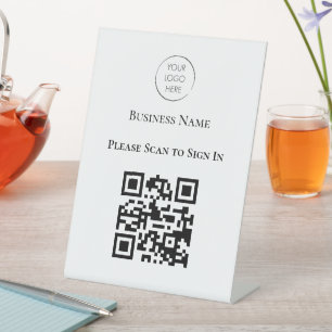 Scan to Sign In Table Sign with Logo and Biz Name
