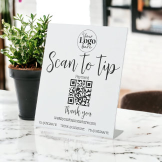 Scan to tip, pay digital tip jar Pedestal Sign