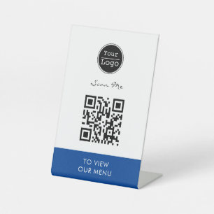 Scan to view menu custom logo QR code Pedestal Sig Pedestal Sign