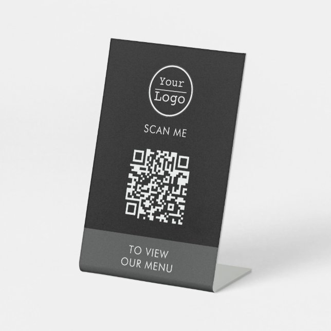 Scan to view menu custom logo QR code Pedestal Sig Pedestal Sign (Front)