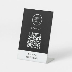 Scan to view menu custom logo QR code Pedestal Sig Sign