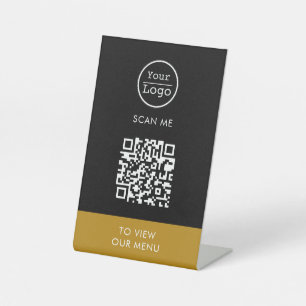 Scan to view menu custom logo QR code Pedestal Sig Sign