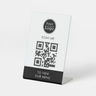 Scan to view menu custom logo QR code Pedestal Sign