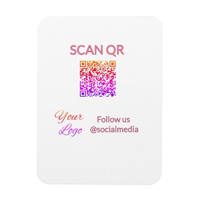 Scan to view menu resturant hotel QR Add logo text Magnet (Vertical)