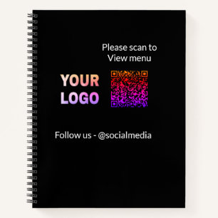 Scan to view menu resturant hotel QR Add logo text Notebook