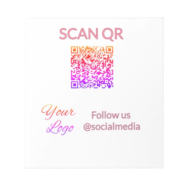 Scan to view menu resturant hotel QR Add logo text Notepad (Front)