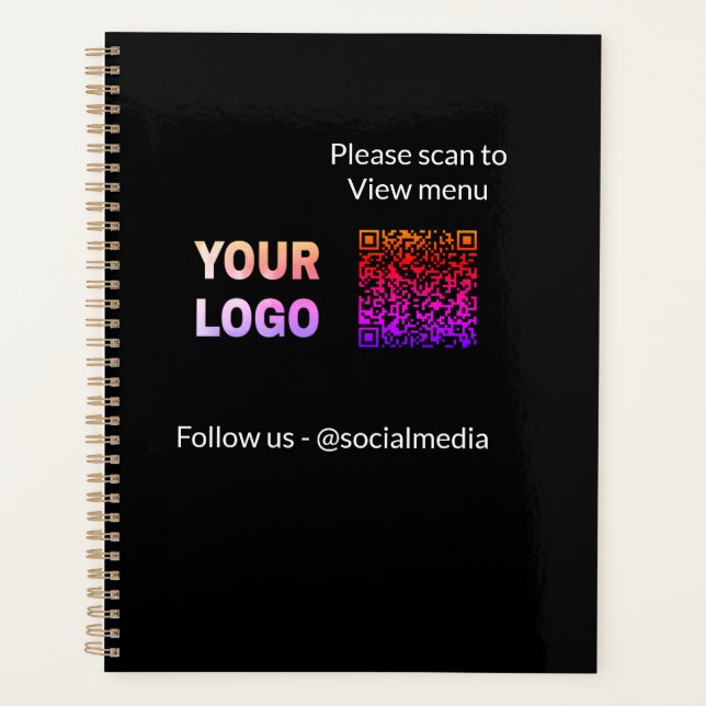 Scan to view menu resturant hotel QR Add logo text Planner (Front)