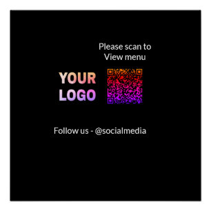 Scan to view menu resturant hotel QR Add logo text Poster