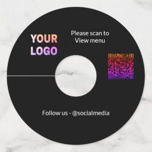 Scan to view menu resturant hotel QR Add logo text Wine Glass Tag