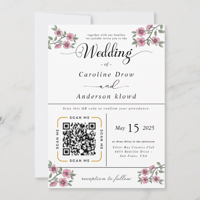 Scan to View Our Wedding Invitation Video (Devant)