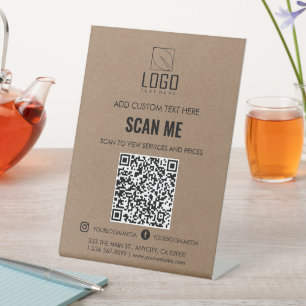 Scan to view Prices custom logo QR code Craft Pedestal Sign