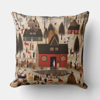 Scandanavian Folk Art Design Throw Pillow