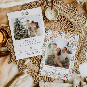 Scandi 2 Photo Christmas Card Boho Nordic Holiday