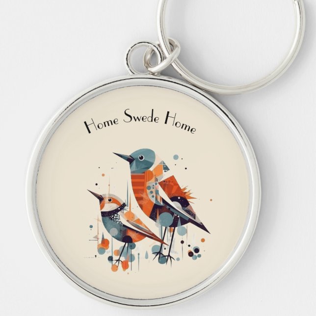Scandi Aviary Duet, custom Keychain (Front)