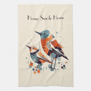Scandi Aviary Duet, custom Kitchen Towel