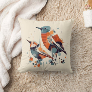 Scandi Aviary Duet, custom Throw Pillow