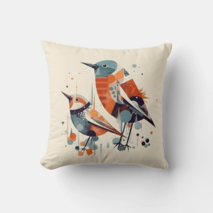 Scandi Aviary Duet, custom Throw Pillow