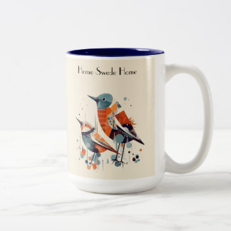 Scandi Aviary Duet, custom Two-Tone Coffee Mug