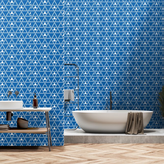 Scandi Blue and White Hygge Wallpaper (Bathroom)