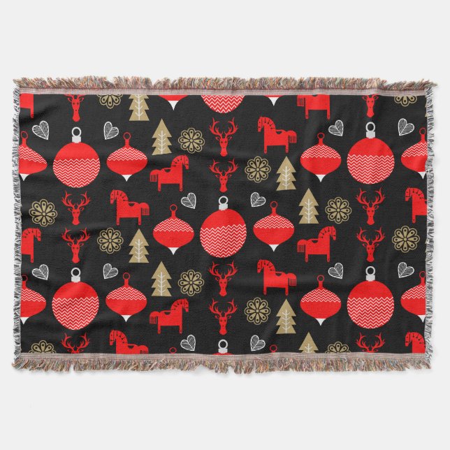 Scandi Christmas Decor Throw Blanket (Front)