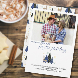 Scandi Christmas Tree Landscape Photo New Address Holiday Card