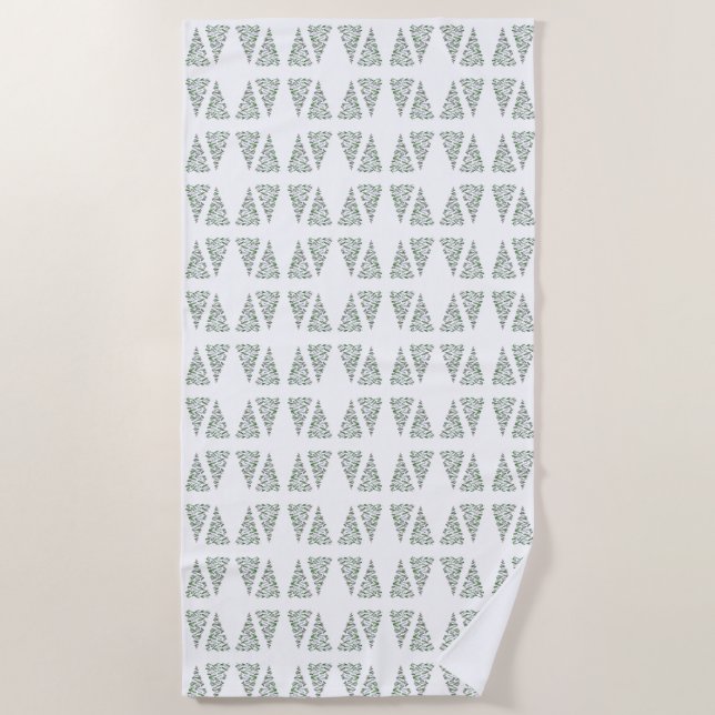Scandi Christmas Tree Pattern Beach Towel (Front)