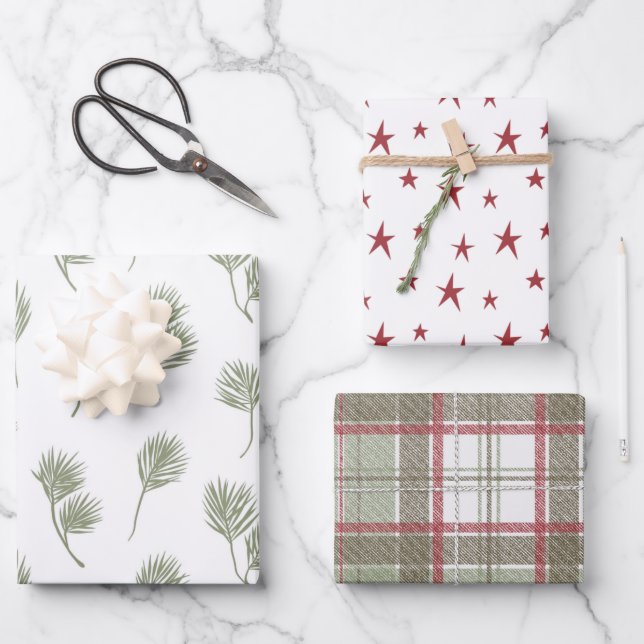 Scandi Country Christmas Wrapping Paper Sheets (Front)