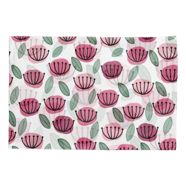 Scandi Cup Flowers Pillowcase (Back)