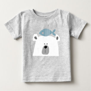 Scandi cute Polar bear and fish Baby T-Shirt