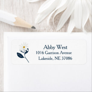 Scandi Daisy Flowers Return Address Label