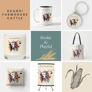 Scandi Farmhouse Cattle, custom 3 Inch Round Button