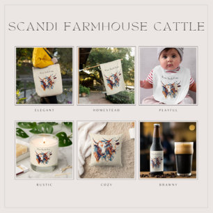 Scandi Farmhouse Cattle, custom Ceramic Ornament