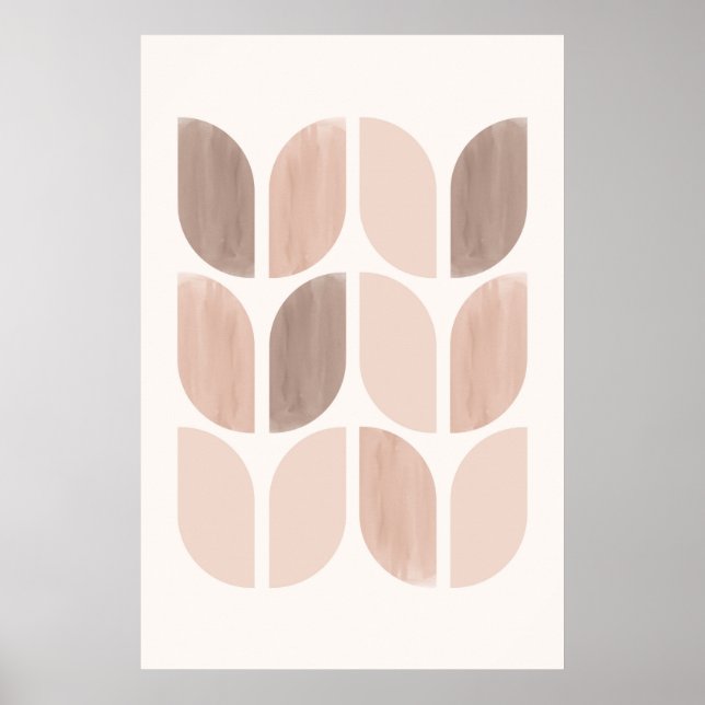 Scandi floral art. Geometric Leaves or Flowers Poster (Front)