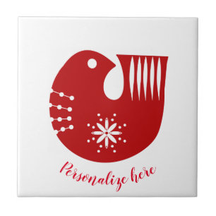 Scandi folk art bird      tile