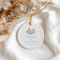Scandi Folk Flowers Blue Yellow Custom Wedding