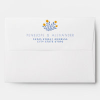 Scandi Folk Flowers in Blue and Yellow Wedding Inv